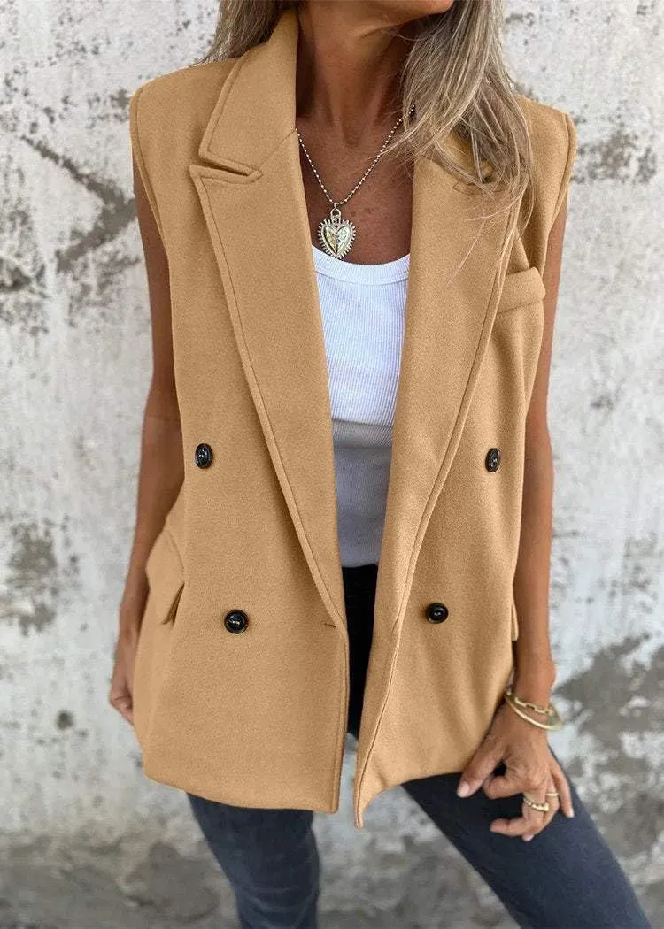 IDEALSANXUN Womens Long Vest Spring Fall Sleeveless Blazer Suit Jackets Trench Coat Tops