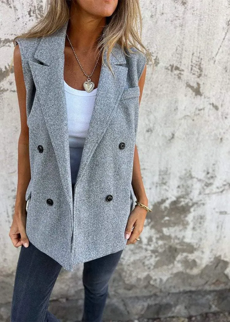 IDEALSANXUN Womens Long Vest Spring Fall Sleeveless Blazer Suit Jackets Trench Coat Tops