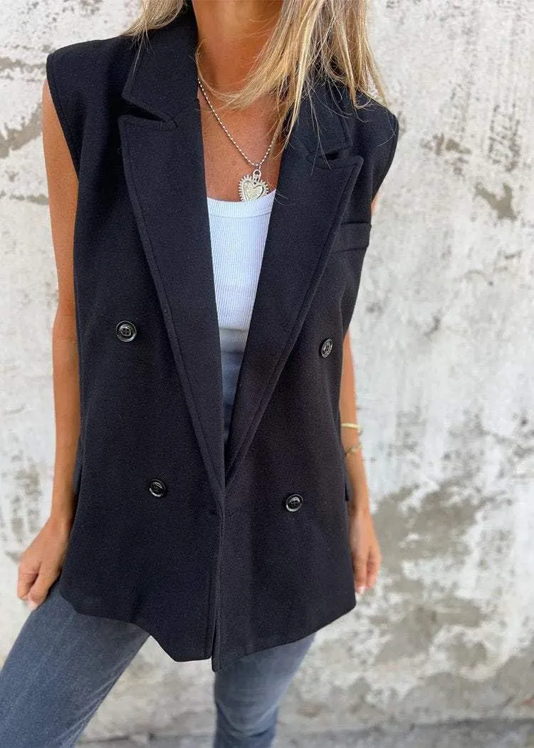 IDEALSANXUN Womens Long Vest Spring Fall Sleeveless Blazer Suit Jackets Trench Coat Tops