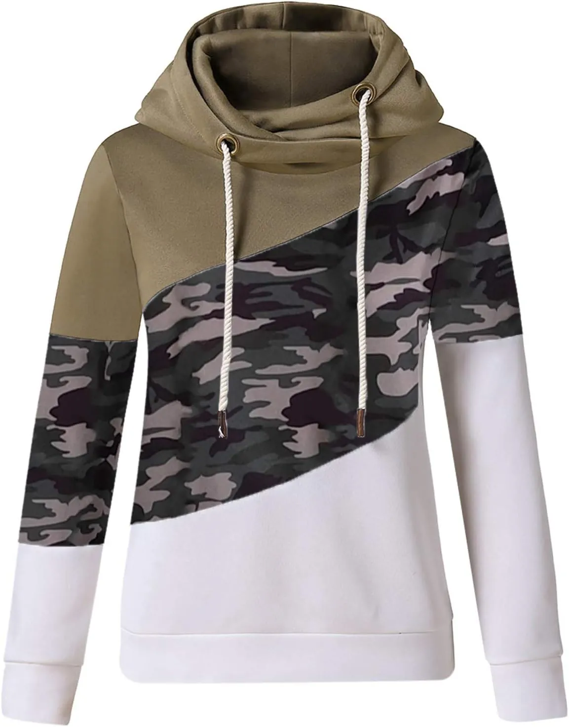 iQKA Women's Color Block Sweatshirt Hoodie Casual Long Sleeve Hooded Pullover Tops Autumn Winter Coat