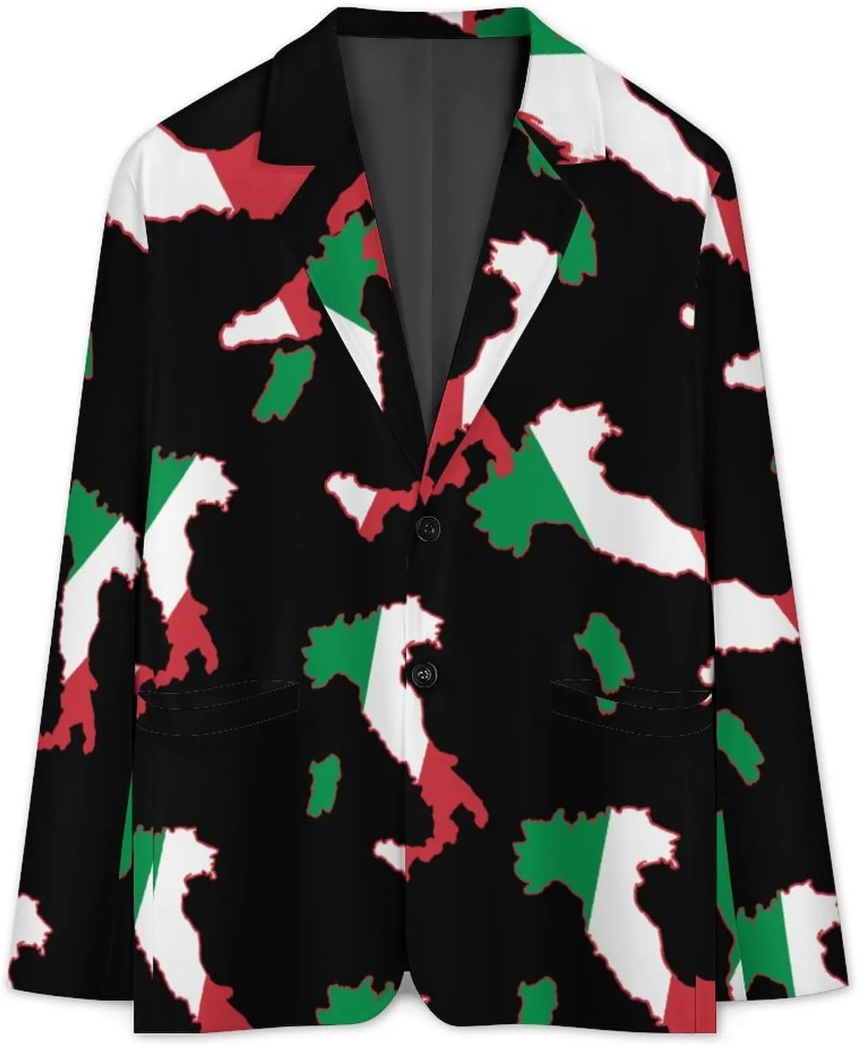 Italia Italy Italian Map Flag Mens Blazer Suit Jacket Lightweight Slim Fit Casual Coat