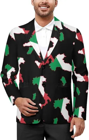 Italia Italy Italian Map Flag Mens Blazer Suit Jacket Lightweight Slim Fit Casual Coat