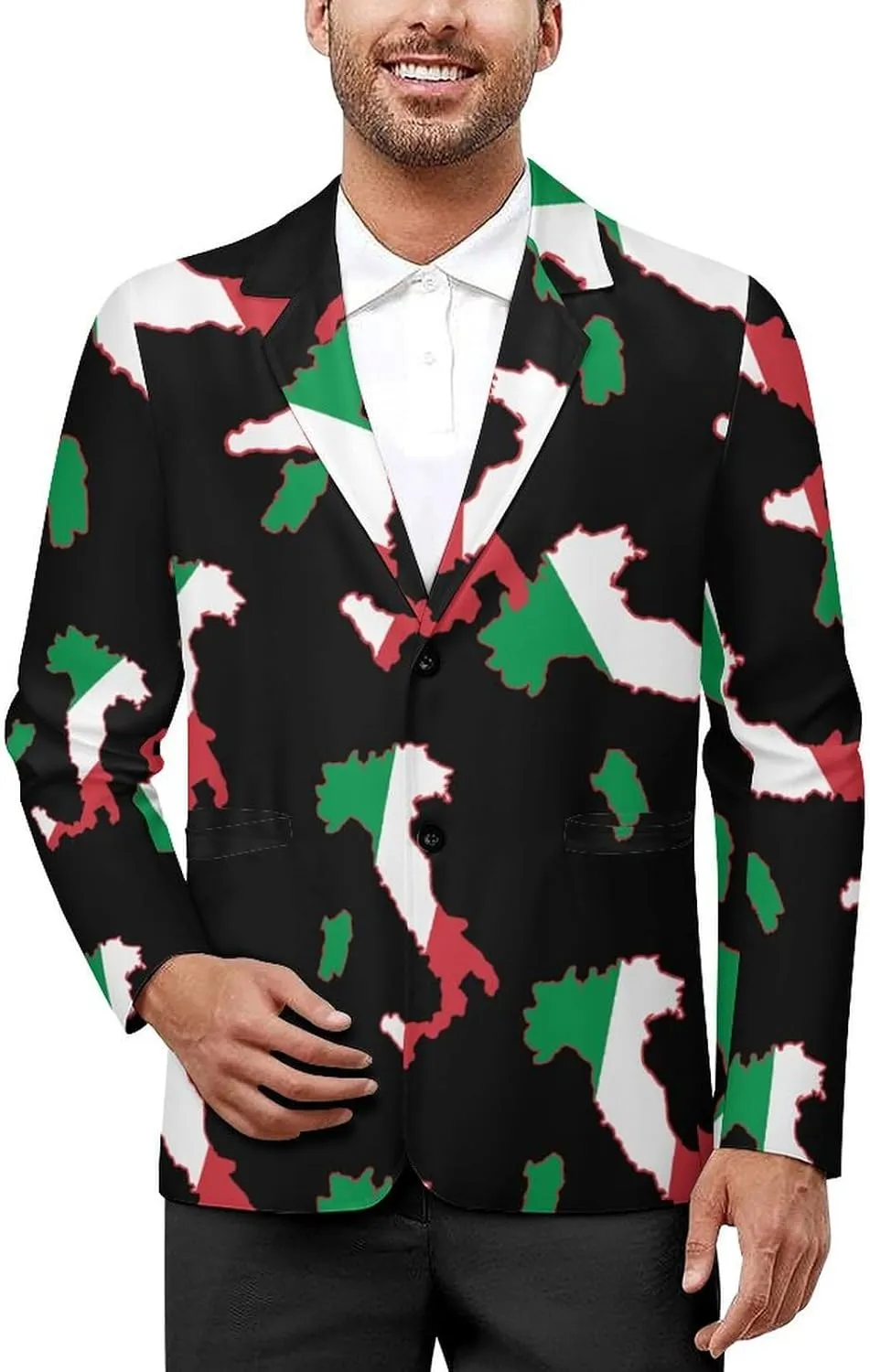 Italia Italy Italian Map Flag Mens Blazer Suit Jacket Lightweight Slim Fit Casual Coat