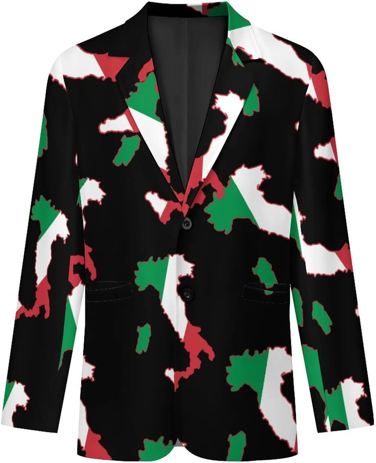 Italia Italy Italian Map Flag Mens Blazer Suit Jacket Lightweight Slim Fit Casual Coat