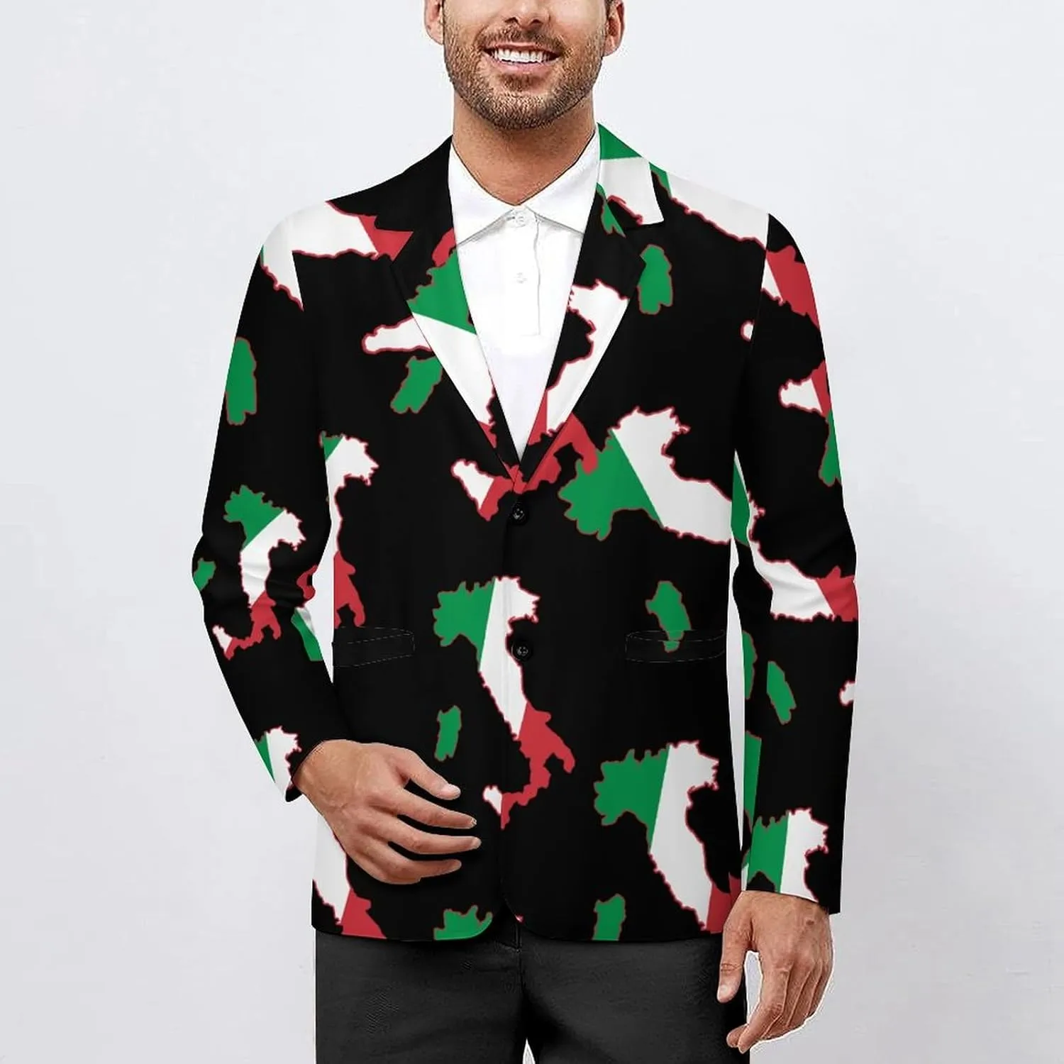 Italia Italy Italian Map Flag Mens Blazer Suit Jacket Lightweight Slim Fit Casual Coat