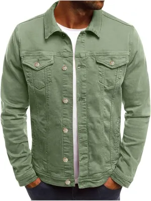 Jean Jackets for Men Trucker Denim Jacket Fall Casual Coats Long Sleeve Button Down Cardigan Trendy Outerwear