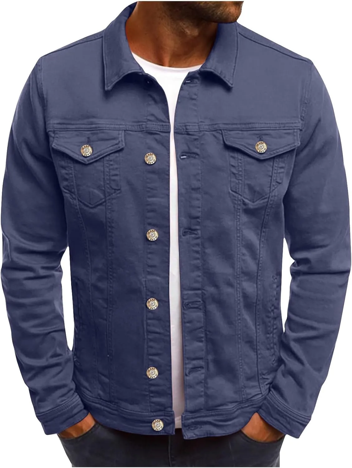 Jean Jackets for Men Trucker Denim Jacket Fall Casual Coats Long Sleeve Button Down Cardigan Trendy Outerwear