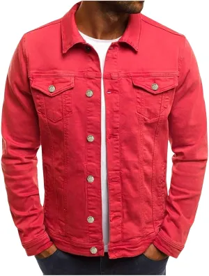 Jean Jackets for Men Trucker Denim Jacket Fall Casual Coats Long Sleeve Button Down Cardigan Trendy Outerwear