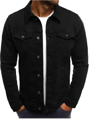 Jean Jackets for Men Trucker Denim Jacket Fall Casual Coats Long Sleeve Button Down Cardigan Trendy Outerwear