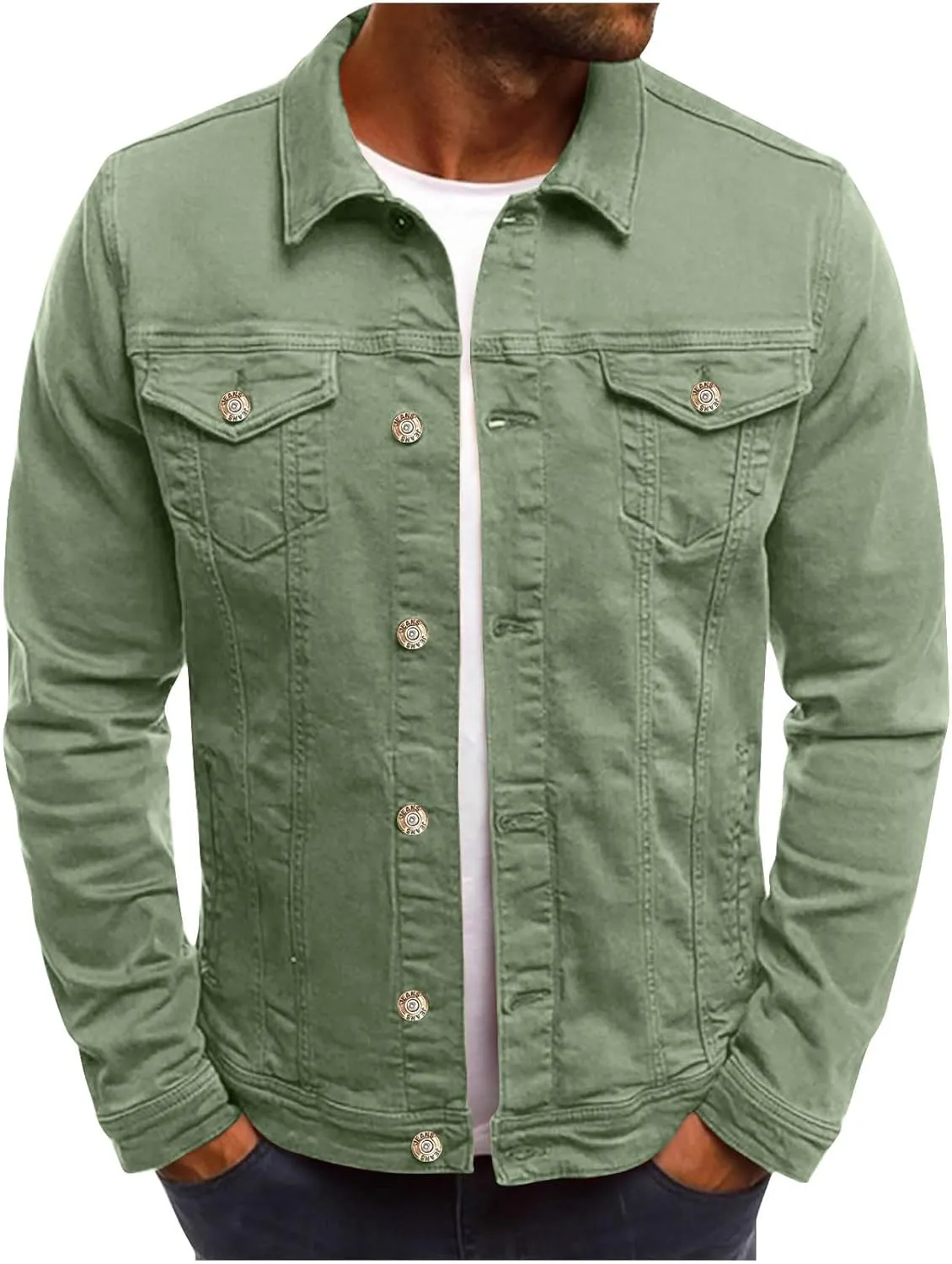 Jean Jackets for Men Trucker Denim Jacket Fall Casual Coats Long Sleeve Button Down Cardigan Trendy Outerwear
