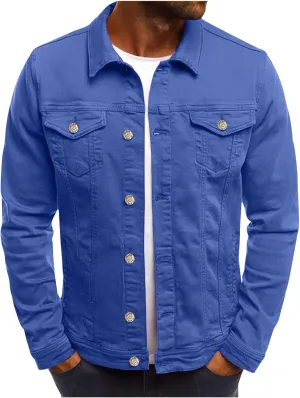 Jean Jackets for Men Trucker Denim Jacket Fall Casual Coats Long Sleeve Button Down Cardigan Trendy Outerwear