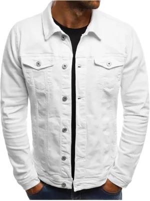 Jean Jackets for Men Trucker Denim Jacket Fall Casual Coats Long Sleeve Button Down Cardigan Trendy Outerwear