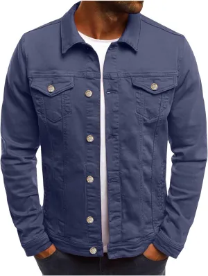 Jean Jackets for Men Trucker Denim Jacket Fall Casual Coats Long Sleeve Button Down Cardigan Trendy Outerwear