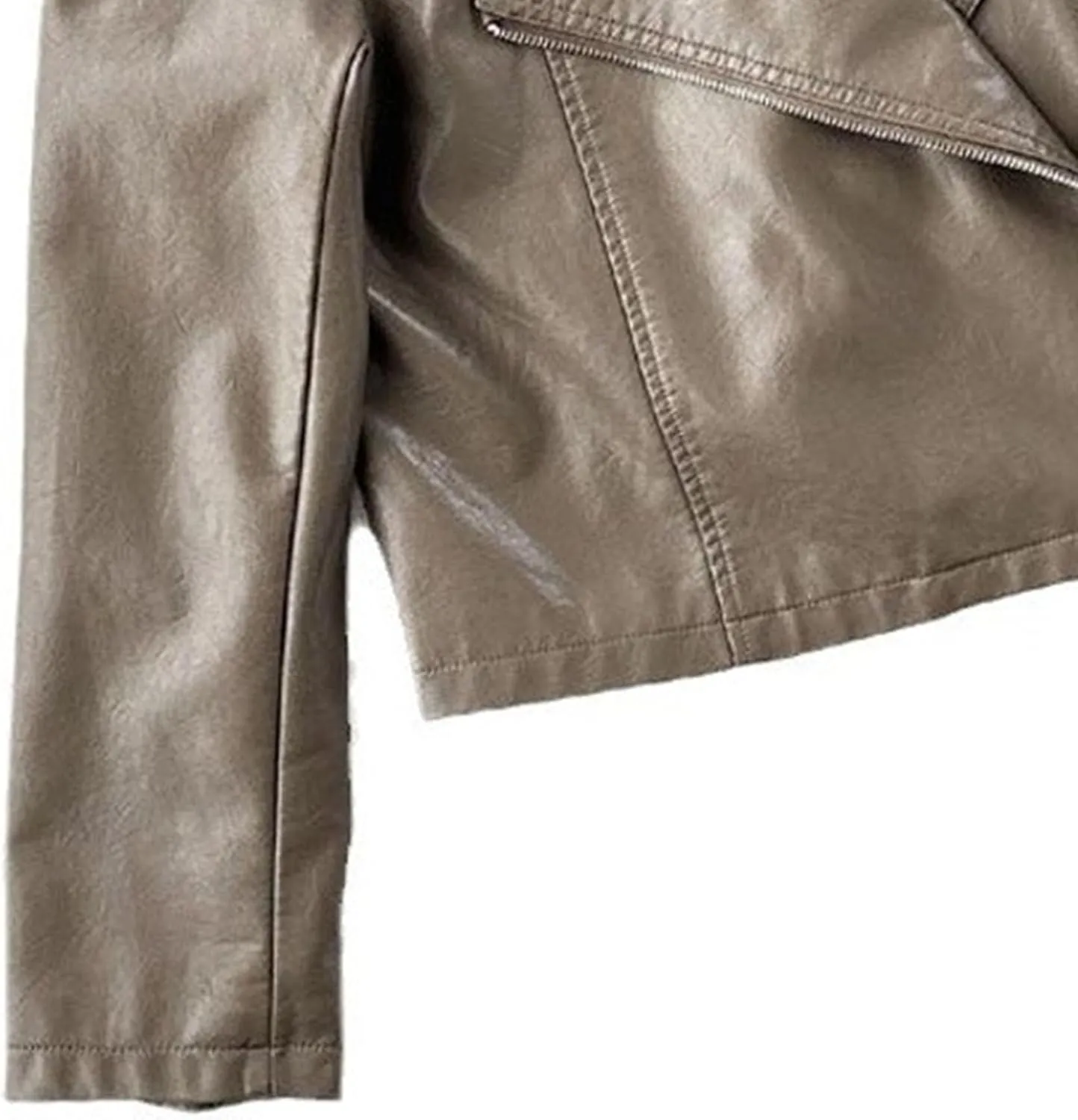 JEKE-DG Women's Wing Collar Solid Moto Biker Coat Faux PU Slim Fit Comfort Coat Jacket Asymmetrical Zip Casual Coats