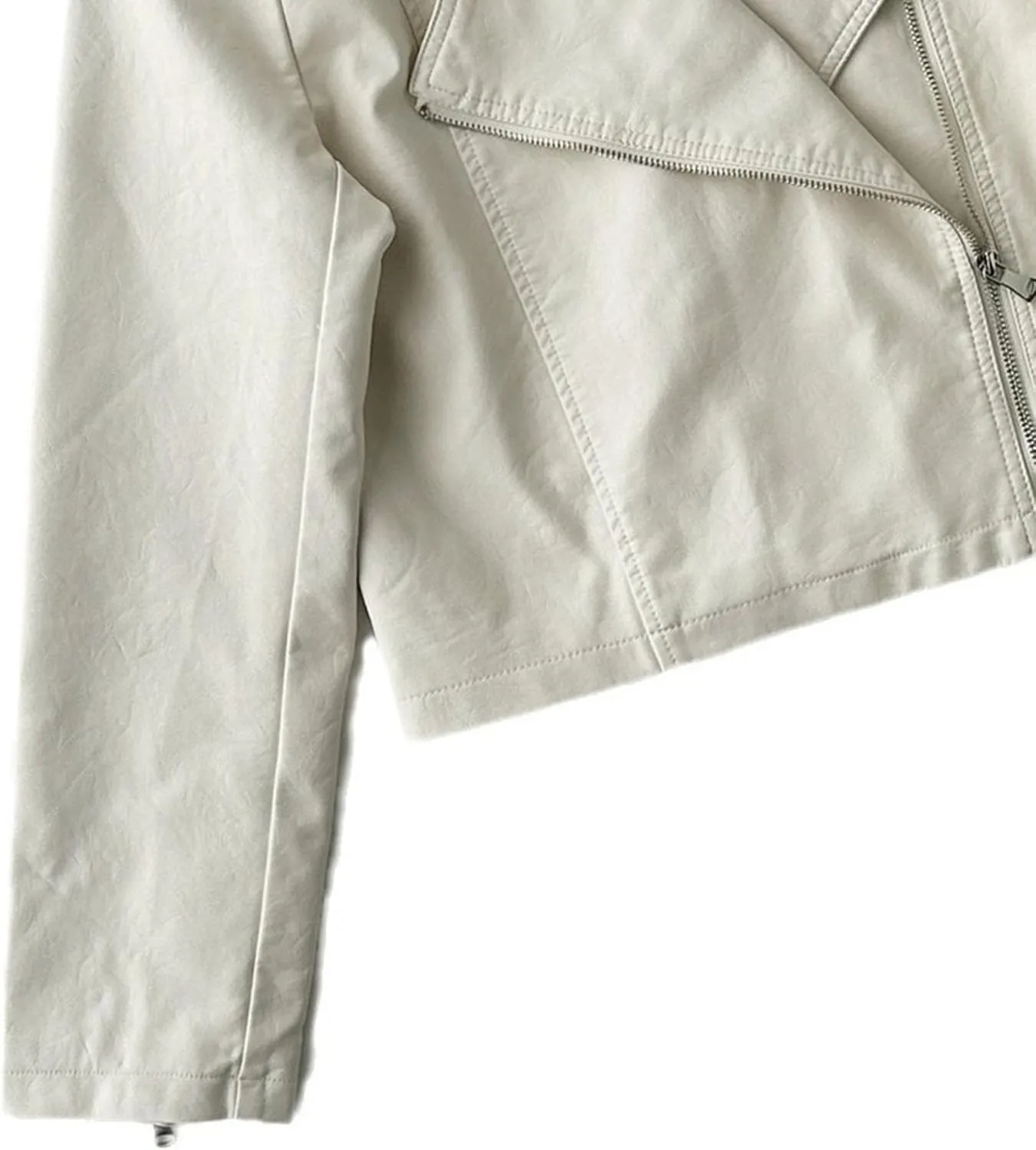 JEKE-DG Women's Wing Collar Solid Moto Biker Coat Faux PU Slim Fit Comfort Coat Jacket Asymmetrical Zip Casual Coats