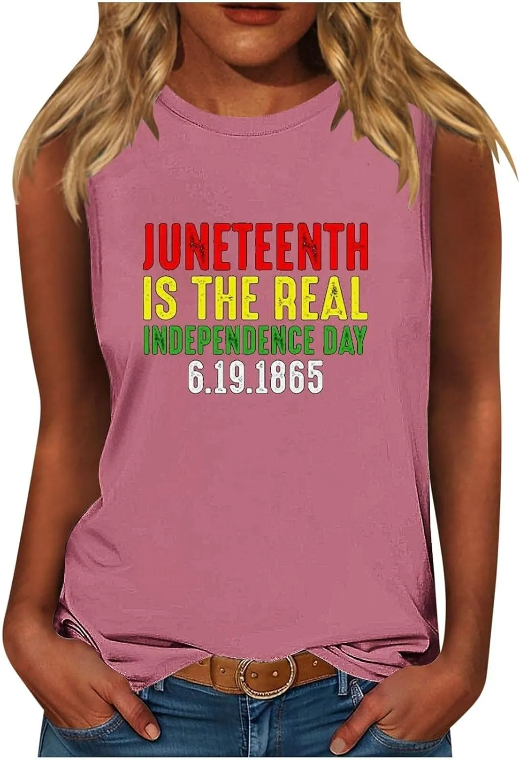 Juneteenth Shirts Women Sleeveless Crewneck Tank Tops Black Freedom African American History Month Graphic Tees
