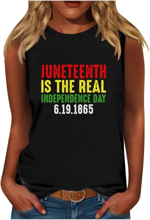 Juneteenth Shirts Women Sleeveless Crewneck Tank Tops Black Freedom African American History Month Graphic Tees