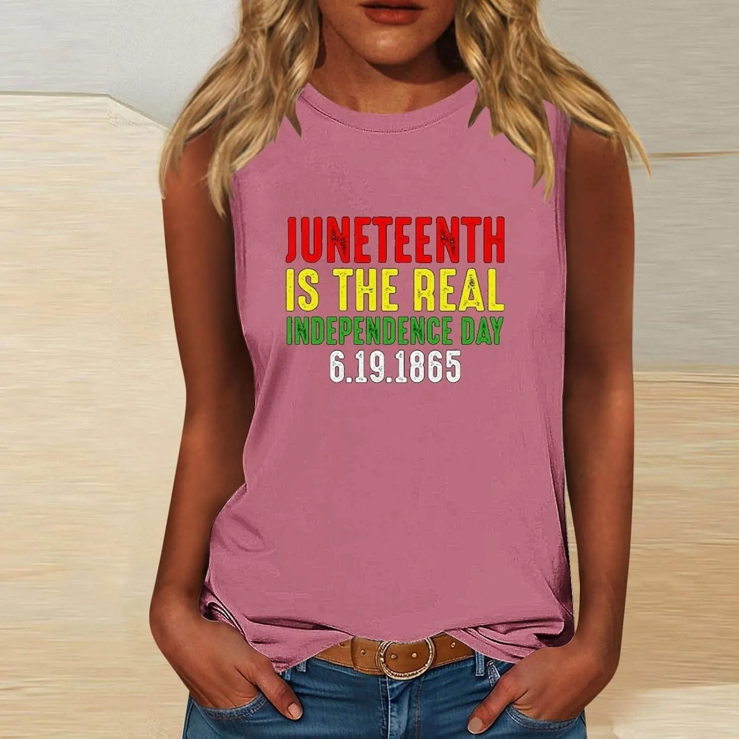 Juneteenth Shirts Women Sleeveless Crewneck Tank Tops Black Freedom African American History Month Graphic Tees