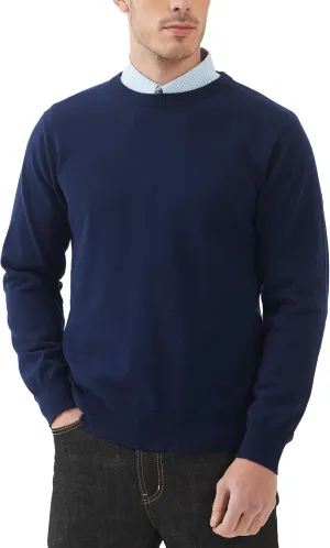 Kallspin Men's Crew Neck Sweater Regular Fit Long Sleeve Pure Cotton Casual Knit Pullover Sweater