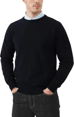 Kallspin Men's Crew Neck Sweater Regular Fit Long Sleeve Pure Cotton Casual Knit Pullover Sweater