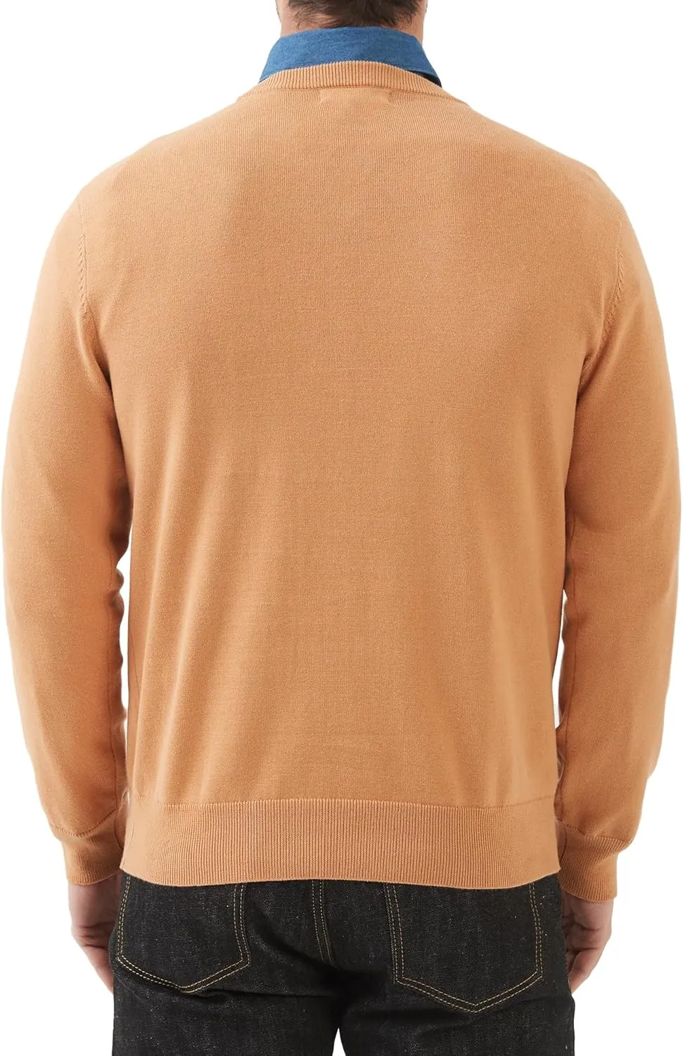 Kallspin Men's Crew Neck Sweater Regular Fit Long Sleeve Pure Cotton Casual Knit Pullover Sweater