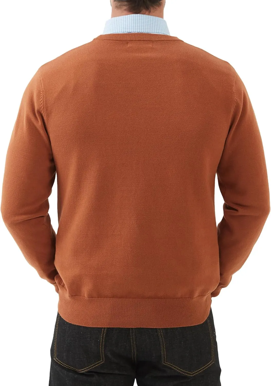 Kallspin Men's Crew Neck Sweater Regular Fit Long Sleeve Pure Cotton Casual Knit Pullover Sweater