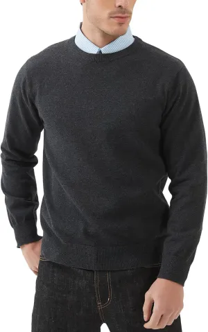 Kallspin Men's Crew Neck Sweater Regular Fit Long Sleeve Pure Cotton Casual Knit Pullover Sweater