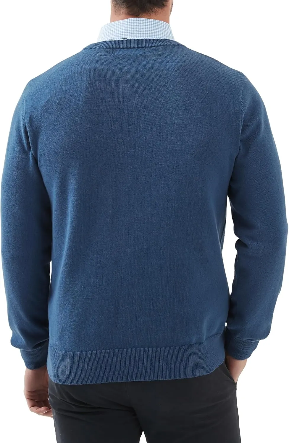 Kallspin Men's Crew Neck Sweater Regular Fit Long Sleeve Pure Cotton Casual Knit Pullover Sweater