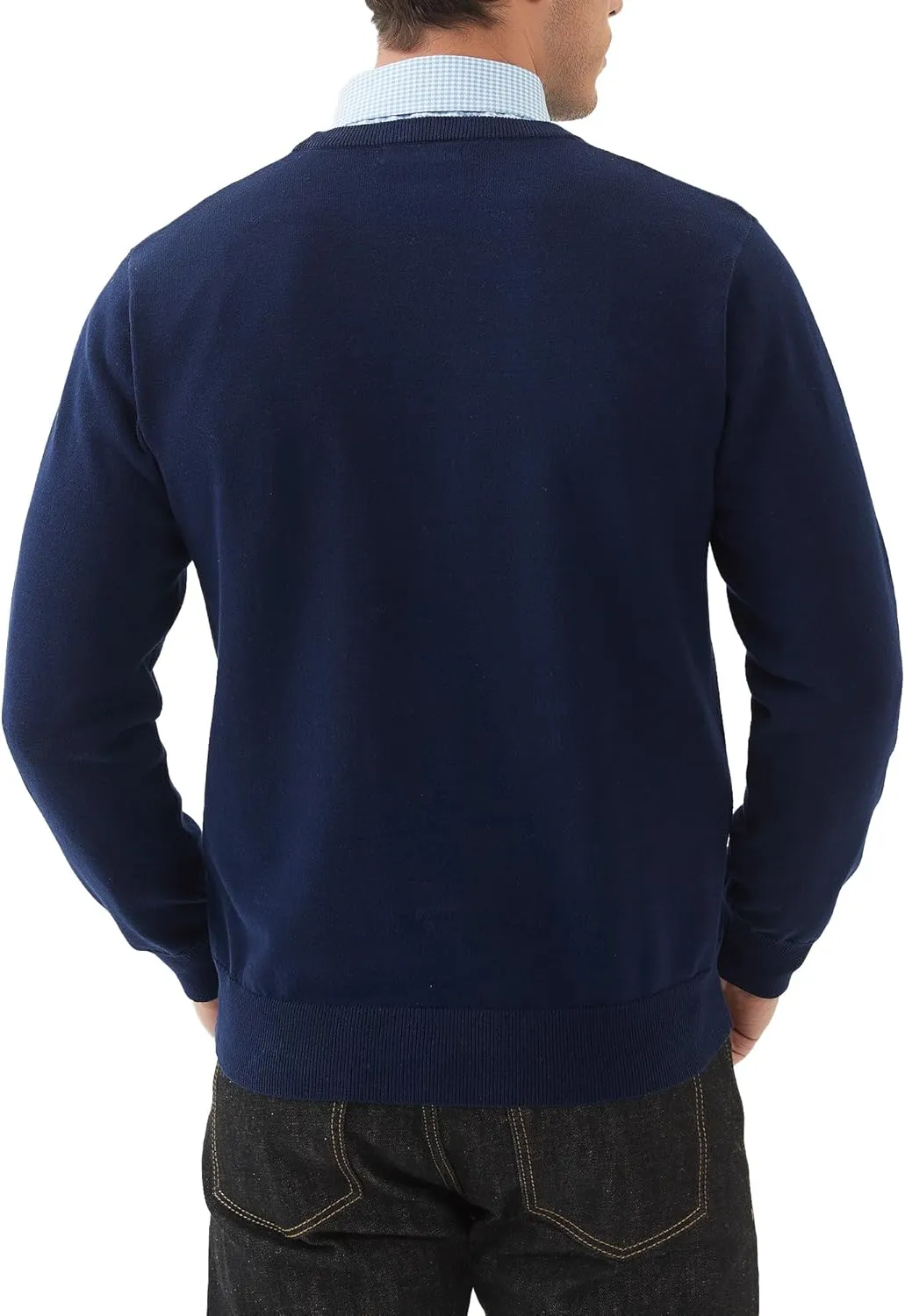 Kallspin Men's Crew Neck Sweater Regular Fit Long Sleeve Pure Cotton Casual Knit Pullover Sweater