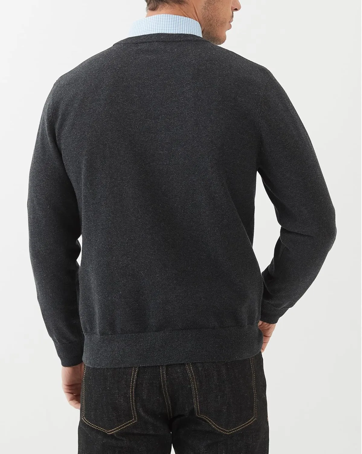 Kallspin Men's Crew Neck Sweater Regular Fit Long Sleeve Pure Cotton Casual Knit Pullover Sweater