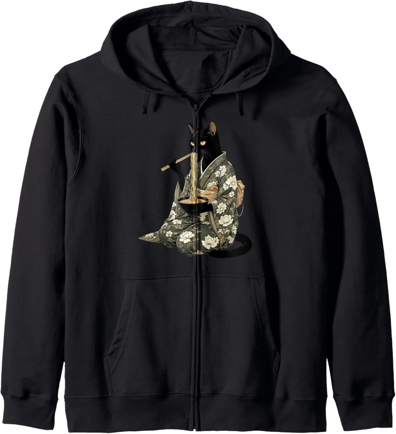 Kawaii Cat Anime Graphic Tees Cat Ramen Japanese Boys Girls Zip Hoodie