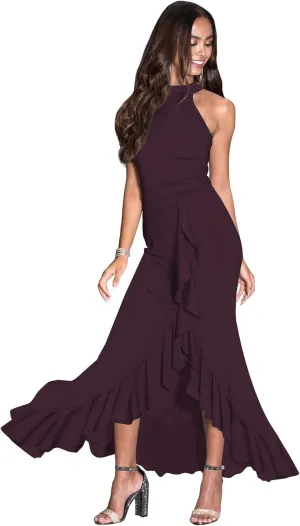 KOH KOH Womens Long Sleeveless Bridesmaid Evening Sexy Slit Tall Maxi Dress Gown