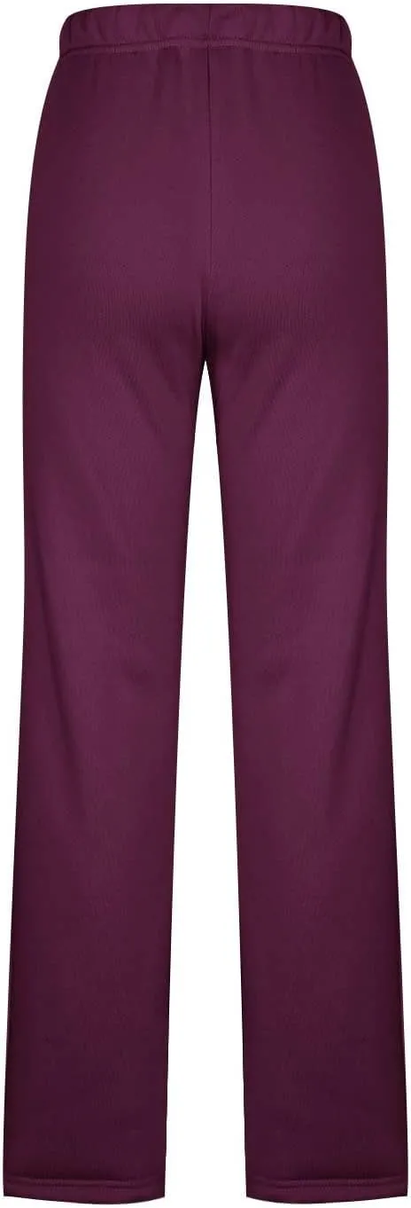 Ladies Women Straight Leg Trouser Elastic Waist Pants Casual Full Length Lounge Pants Loose Solid Color Trousers