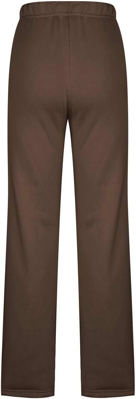Ladies Women Straight Leg Trouser Elastic Waist Pants Casual Full Length Lounge Pants Loose Solid Color Trousers