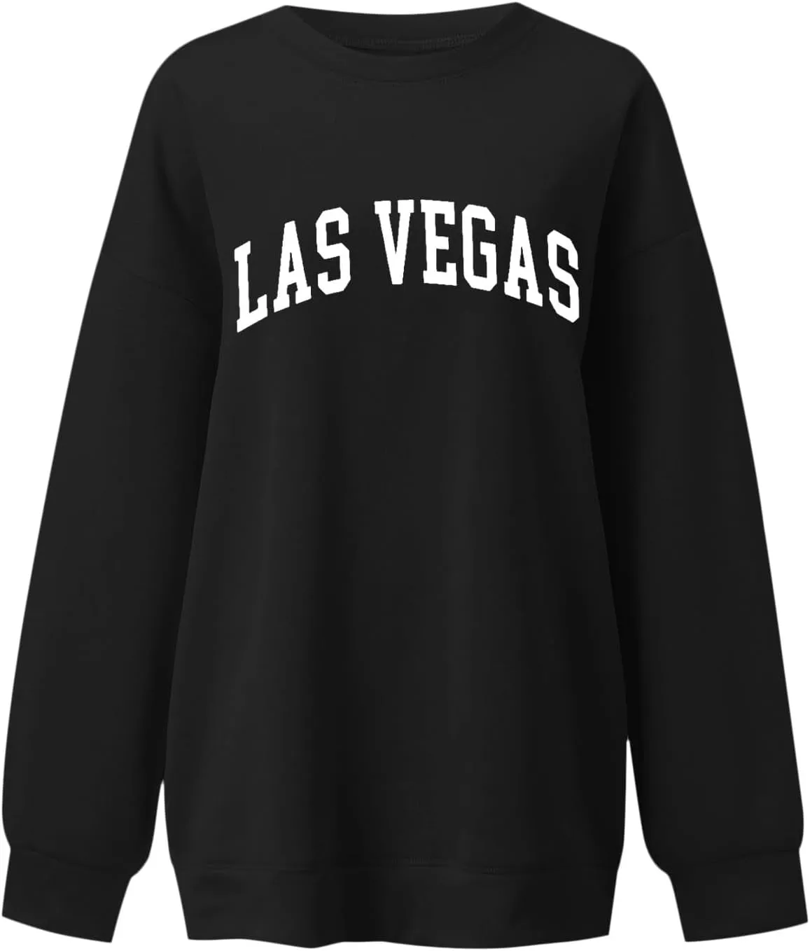 Las Vegas Sweatshirts for Women Letter Print Loose Fit Trendy Casual Pullover Tops Hoodies Crew Neck Sweatshirt