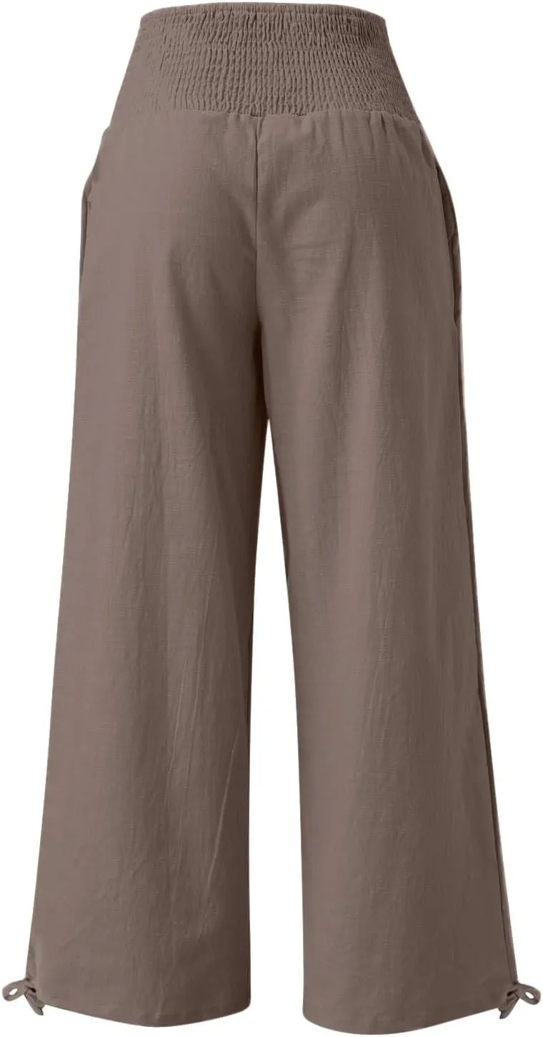 LCMTWX Womens Summer Clothes Color Wide Women Loose High Waist Pants Women's Casual Pants Womens Wide Leg Pants Cotton