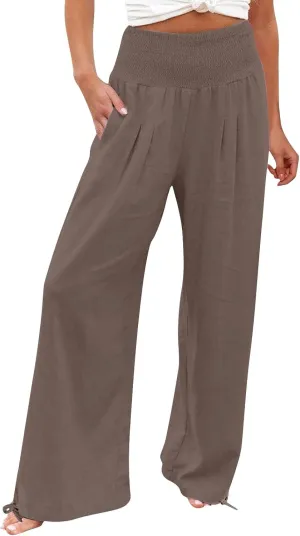 LCMTWX Womens Summer Clothes Color Wide Women Loose High Waist Pants Women's Casual Pants Womens Wide Leg Pants Cotton