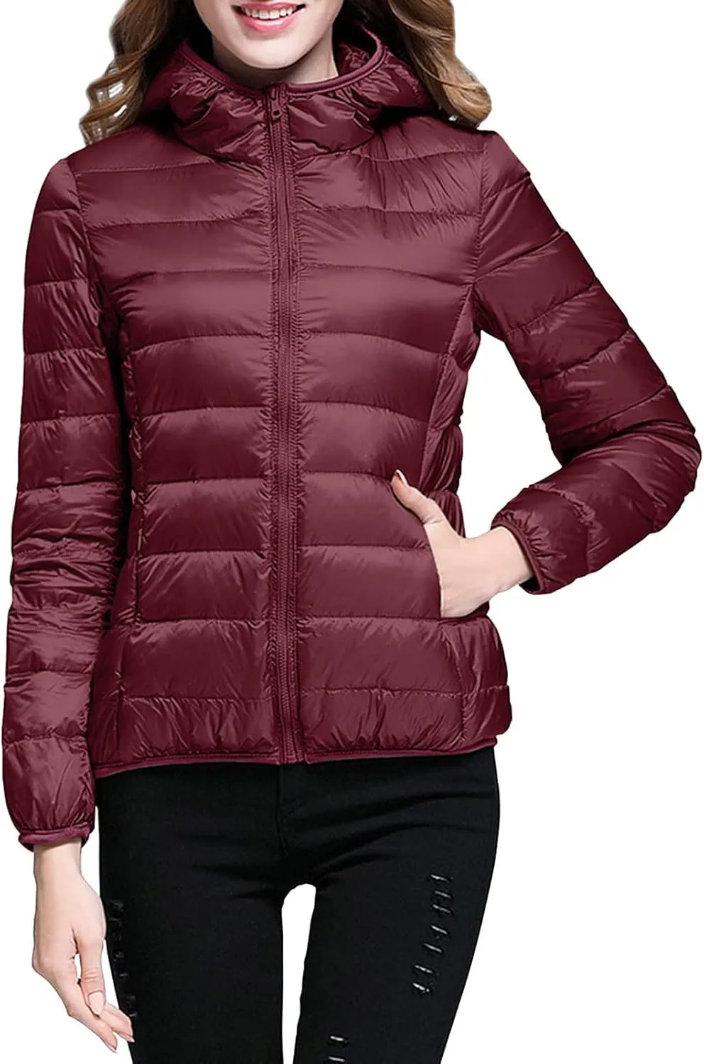 Lightweight Packable Down for Women Jacket Lightweight Puffer Coat with Hood Winter Warm Puffer Jackets for Women
