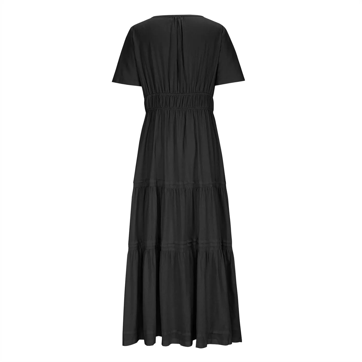 Linen Dresses for Women 2025,Flowy Pleated T Shirt Modest Maxi Dresses Trendy Cute Beach Vacation A Line Sundresses