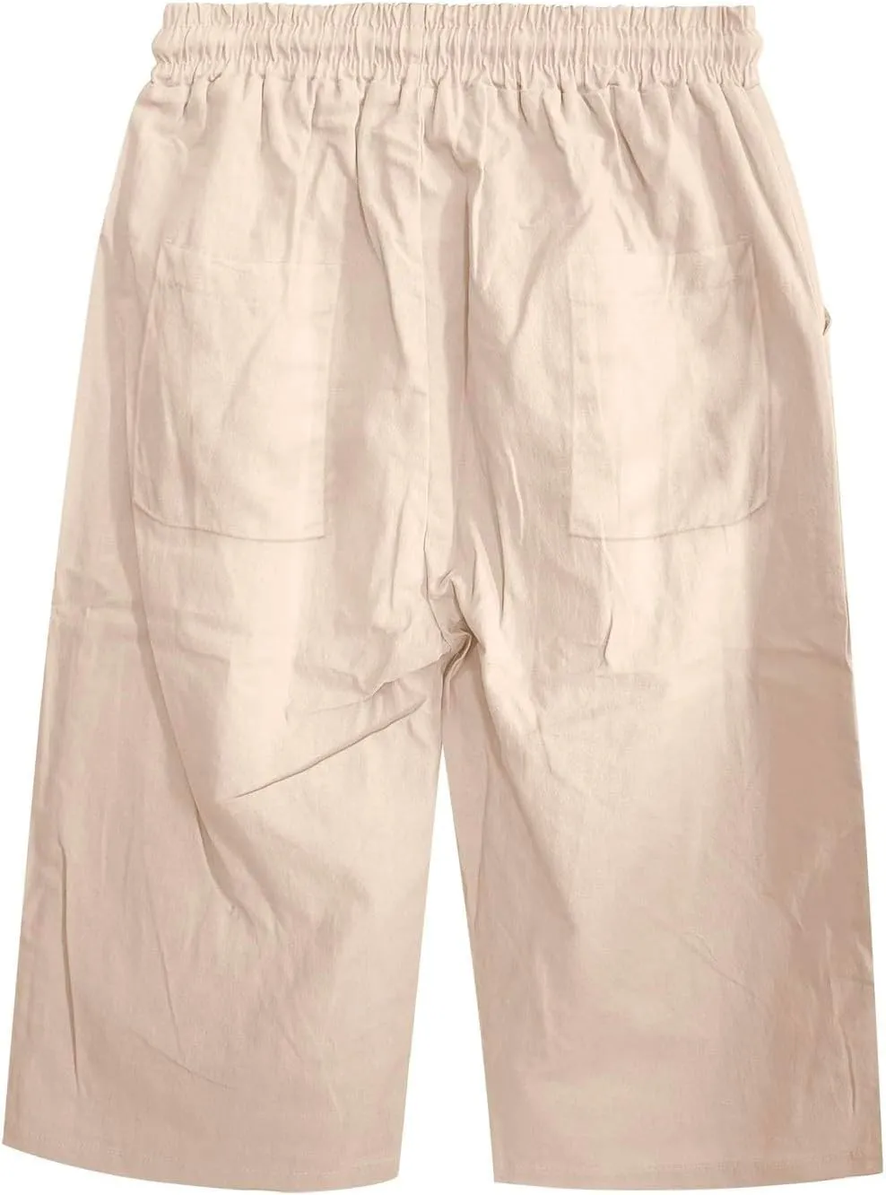Linen Pants Women Drawstring Elastic Waist Capri Trouser 2025 Summer Boho Beach Cotton Cropped Pant with Pocket
