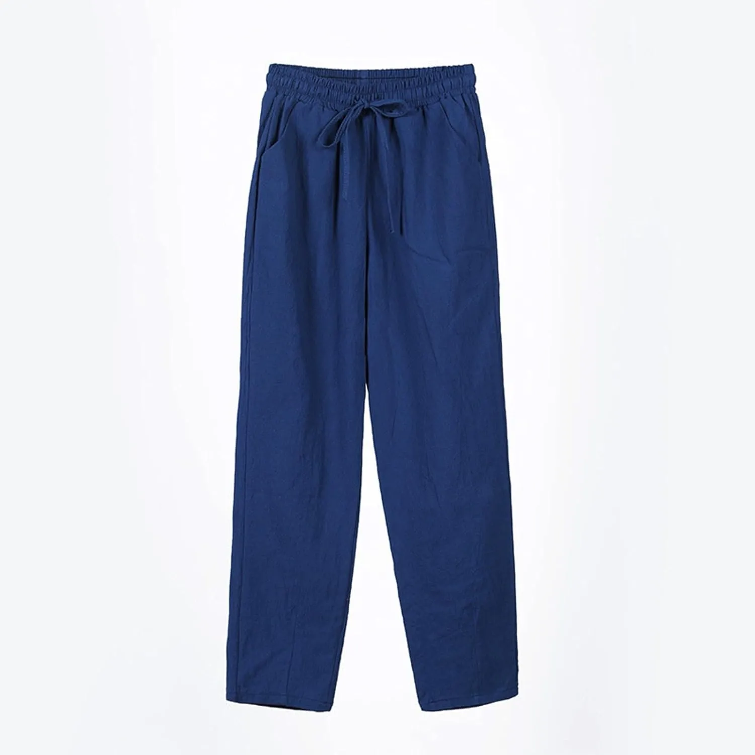Linen Wide Leg Pants for Women Drawstring Casual Pants Straight Leg Linen