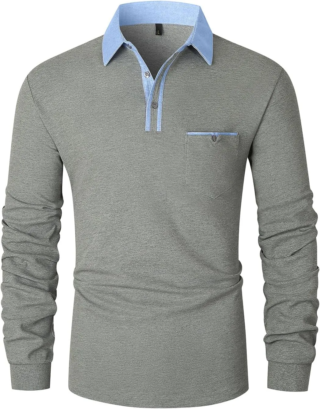 LIUPMWE Men's Shirt Long Sleeve Polo Shirt for Men Basic Slim Fit Long Sleeve Polo Men's Shirts with Pocket Golf Shirts