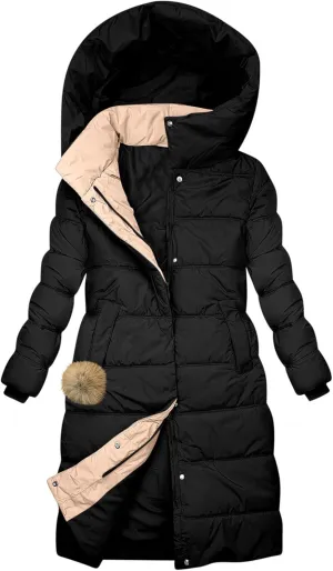 Long Puffer Coat Women Winter Quilted Jacket Warm Puffer Coats Casual Thickened Down Jackets Zip Up Hooded Outwear