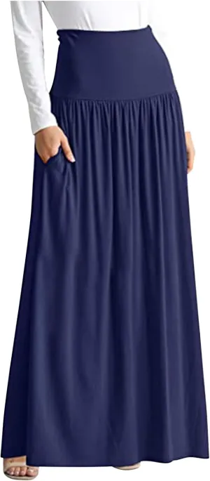 Long Skirt for Women Casual Maxi Skirt Plus Size Midi Skirt Flowy Swing Skirts High Waisted Lounge Skirt Ankle Length