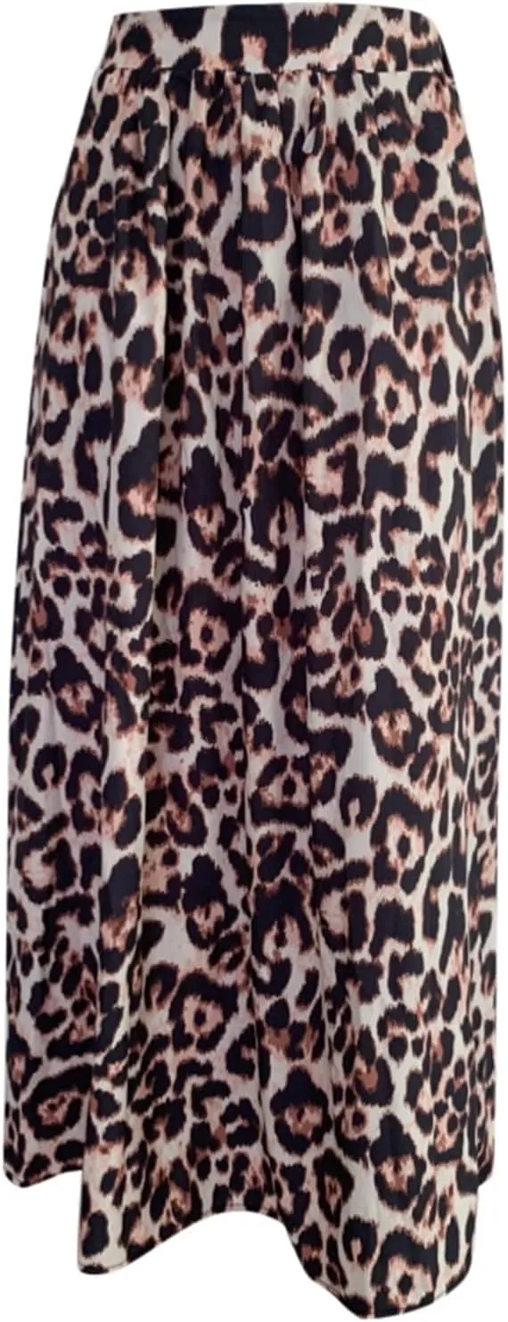 Long Skirts for Women Trendy Leopard Print High Elastic Waist Stretchy Slim Fit Pencil Skirts for Summer Vacation