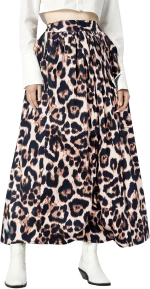 Long Skirts for Women Trendy Leopard Print High Elastic Waist Stretchy Slim Fit Pencil Skirts for Summer Vacation