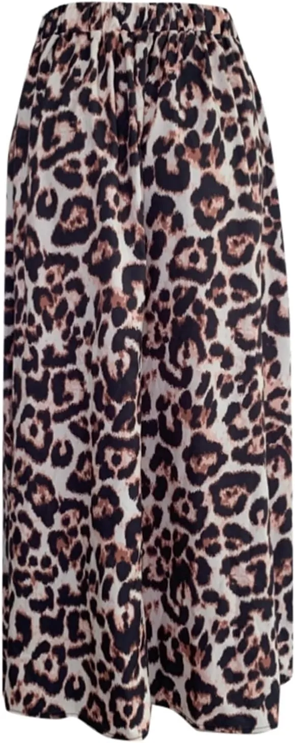 Long Skirts for Women Trendy Leopard Print High Elastic Waist Stretchy Slim Fit Pencil Skirts for Summer Vacation