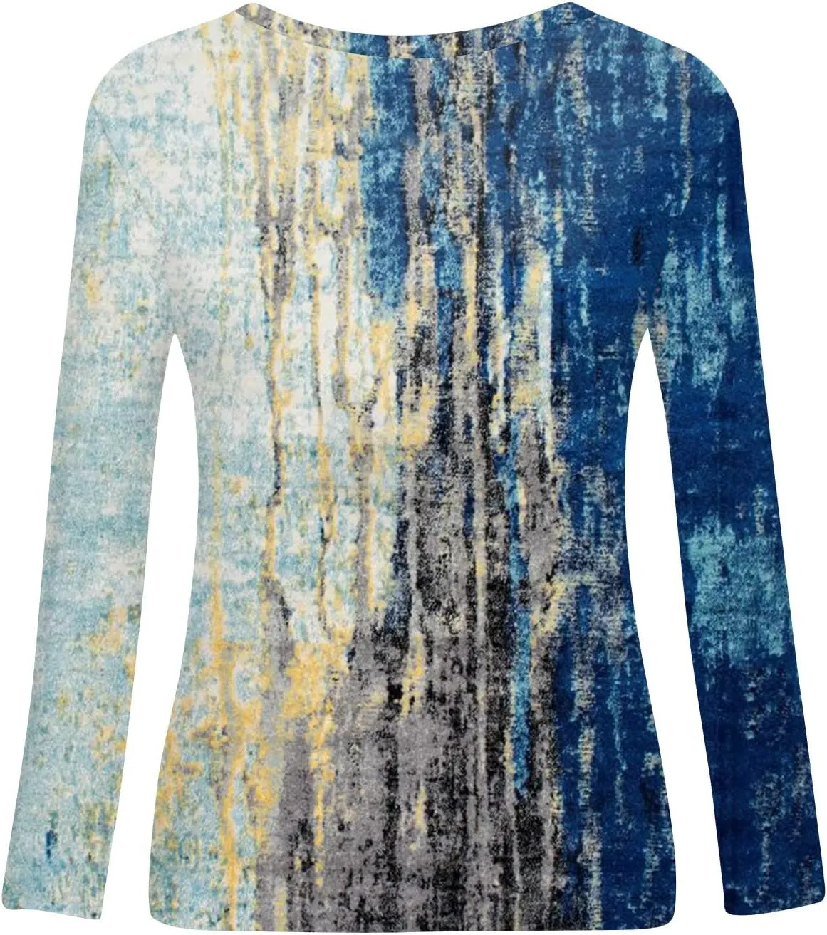 Long Sleeve Shirts for Women Crew-Neck Delicate Print Casual Tops