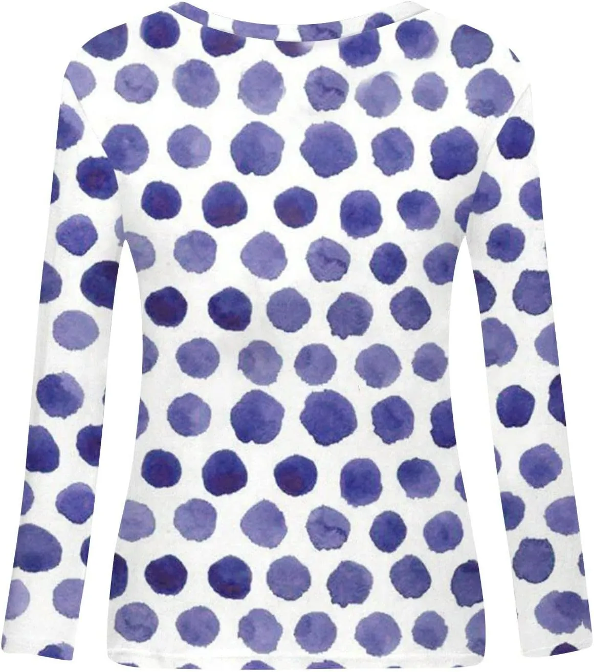Long Sleeve Shirts for Women Crew-Neck Delicate Print Casual Tops