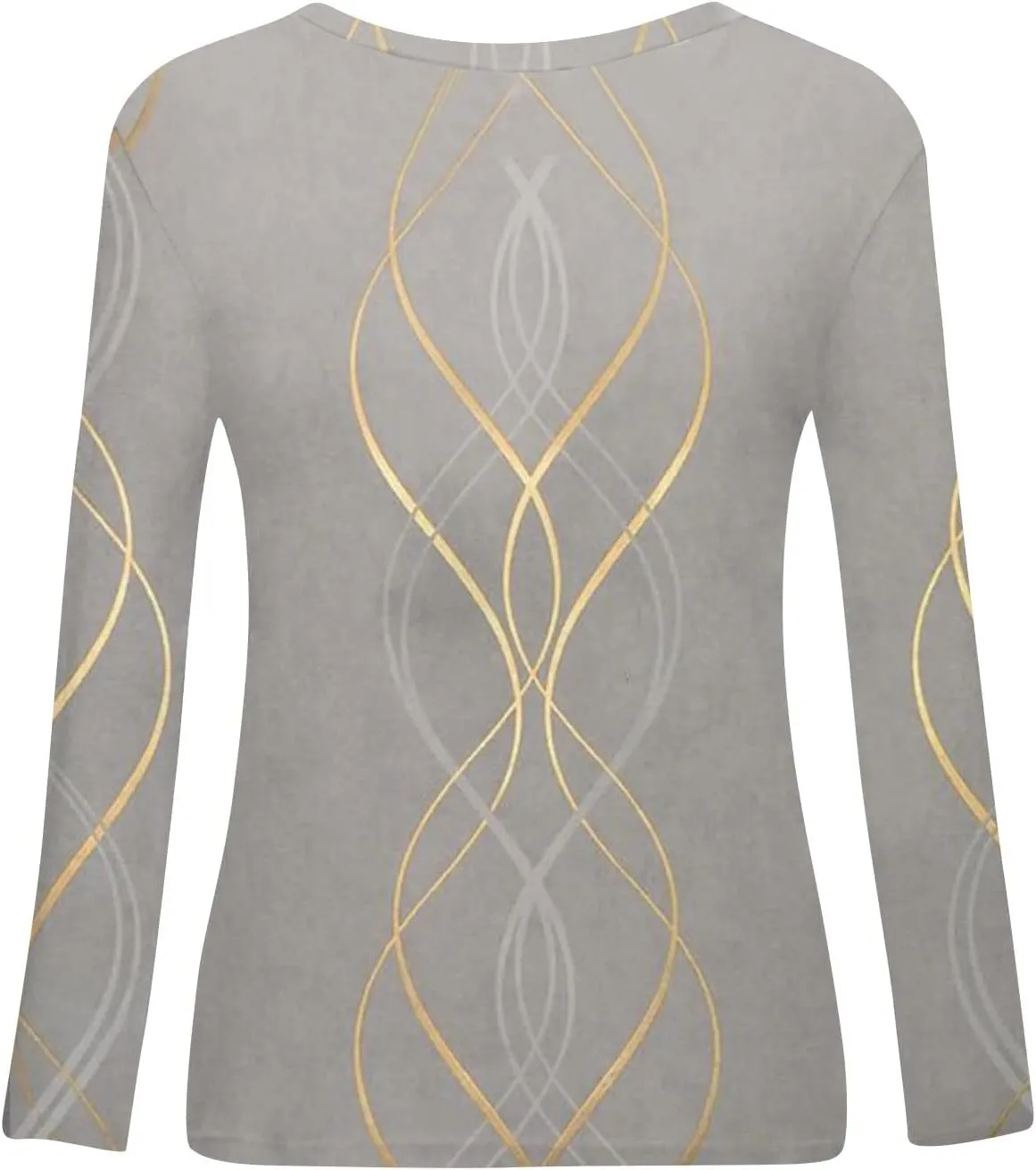 Long Sleeve Shirts for Women Crew-Neck Delicate Print Casual Tops